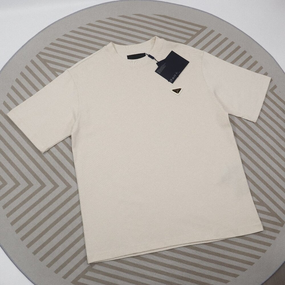 Prada gold triangle logo round neck short sleeves